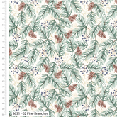 Feathered Foliage by Susan Wheeler 100% Cotton 112cm Wide Christmas Printed Fabric for Sewing, Crafting, Dressmaking, Patchwork